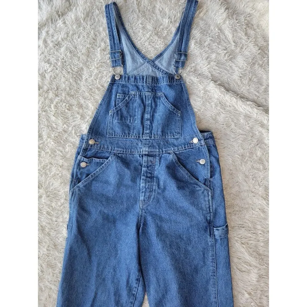 Old Navy Denim Bib Overalls Girls Youth 12 Blue Button Fly Vintage Y2K